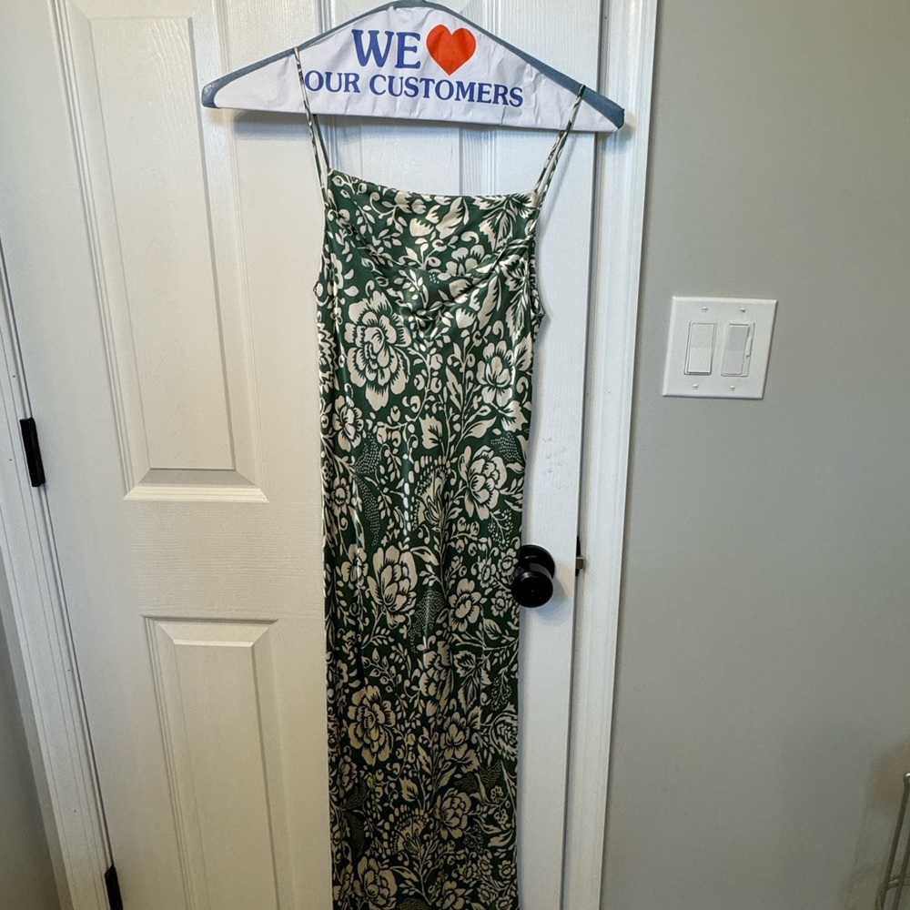 Zara Green Sleeveless Spaghetti Strap Maxi Dress - Picture 2 of 3